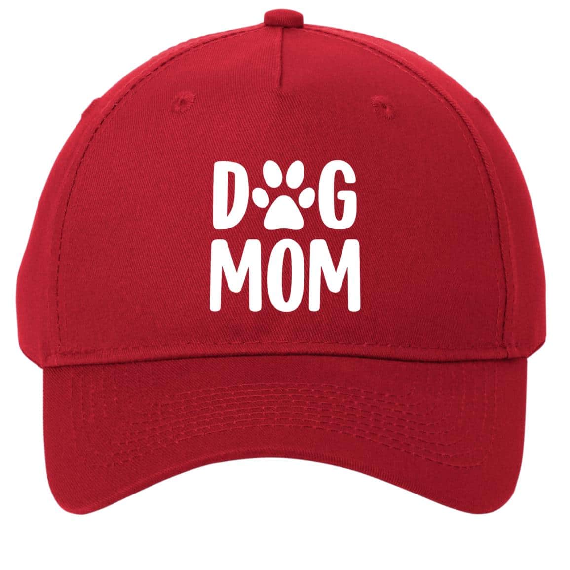 Dog Mom Paw 5-Panel Twill Cap Red