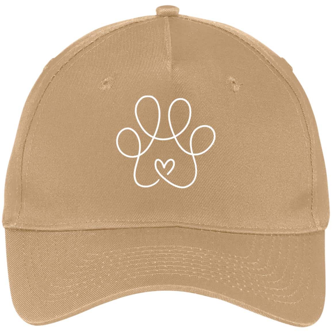 Image of Heart Paw Sketch 5-Panel Twill Cap Tan