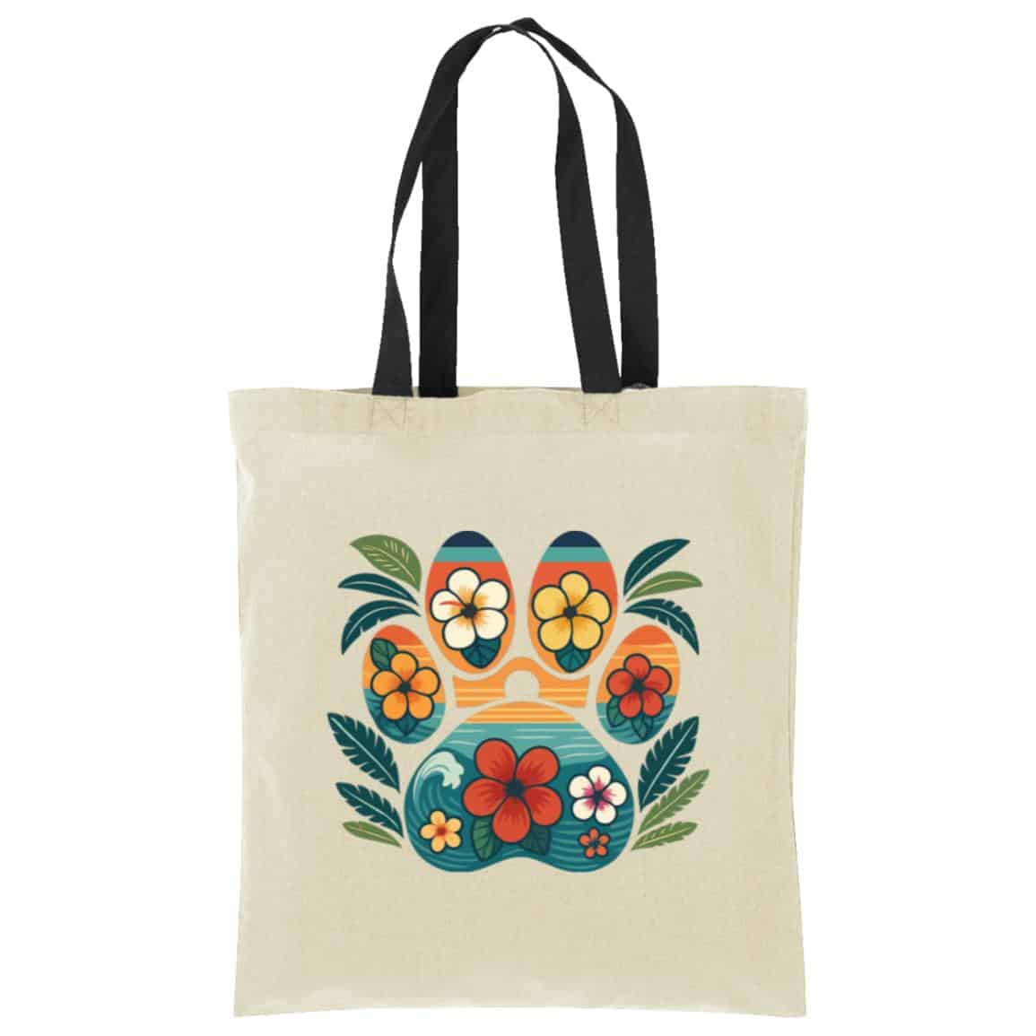 Aloha Paw Cotton Tote Tan