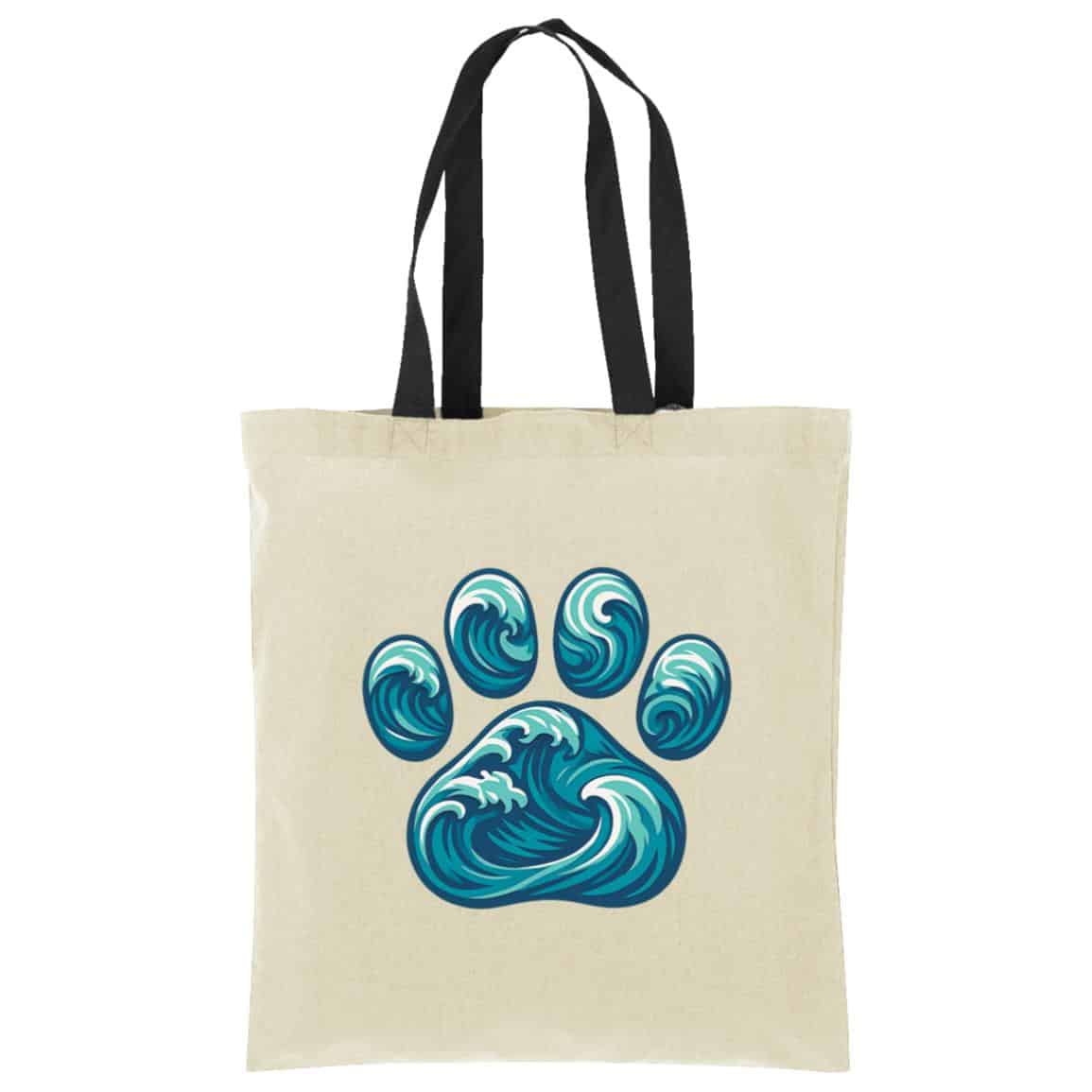 Paw Wave Cotton Tote Tan
