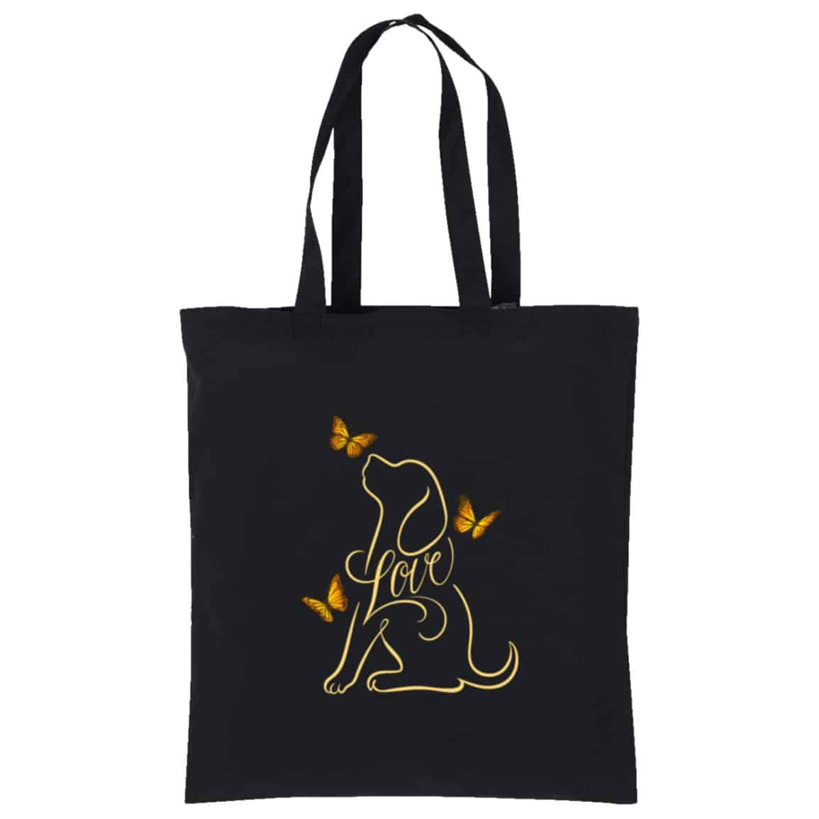 Loving Dog Butterflies Cotton Tote Black