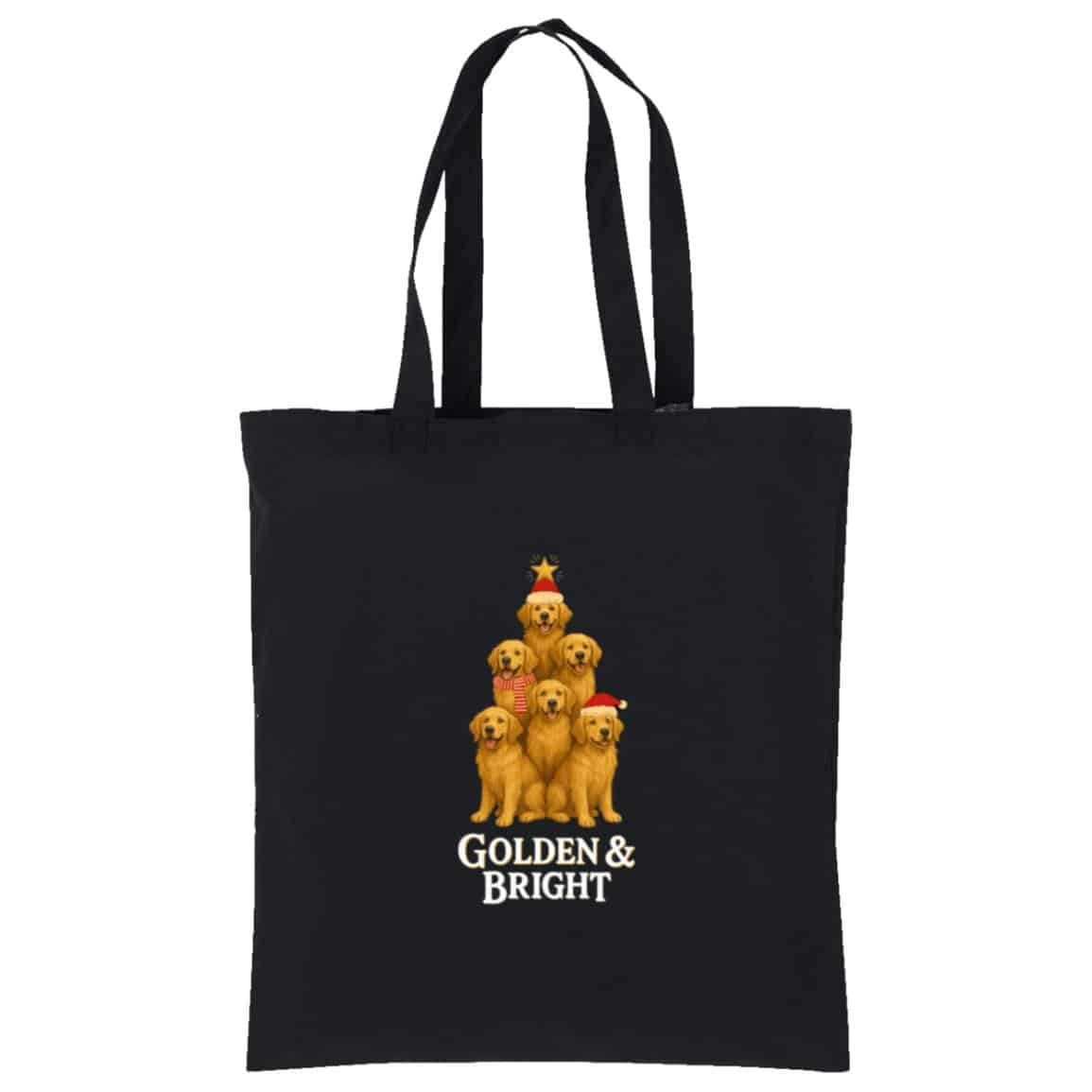 Image of Golden &amp; Bright  Golden Retriever Cotton Tote Black