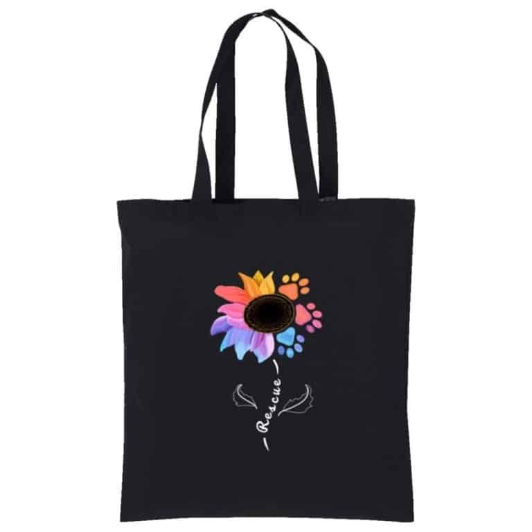 Rescue Flower Cotton Tote Black