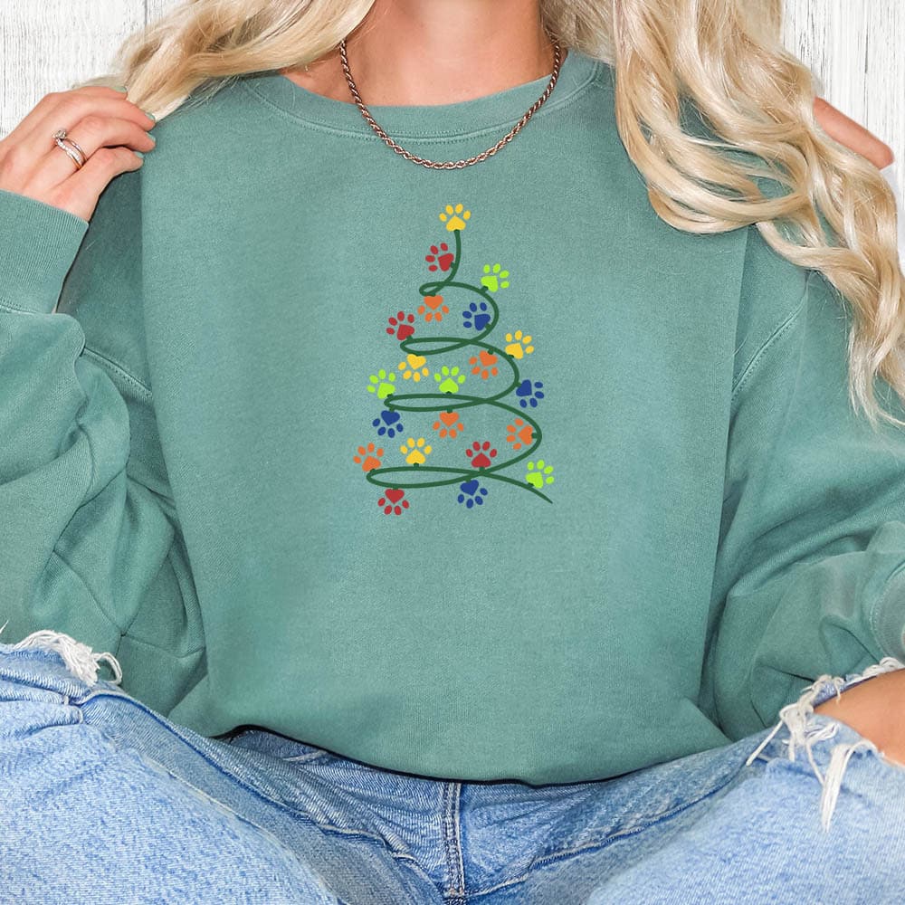 Comfort Colors Holiday Spiral Tree Premium  Sweatshirt - Sea foam