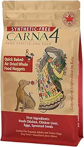 CARNA4 Air Dried Dog Food, Chicken Recipe, Quick Baked Whole Food Nutrition with Sprouted Seeds