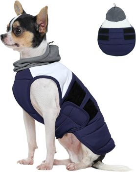 FUAMEY Dog Coats for Winter Navy S
