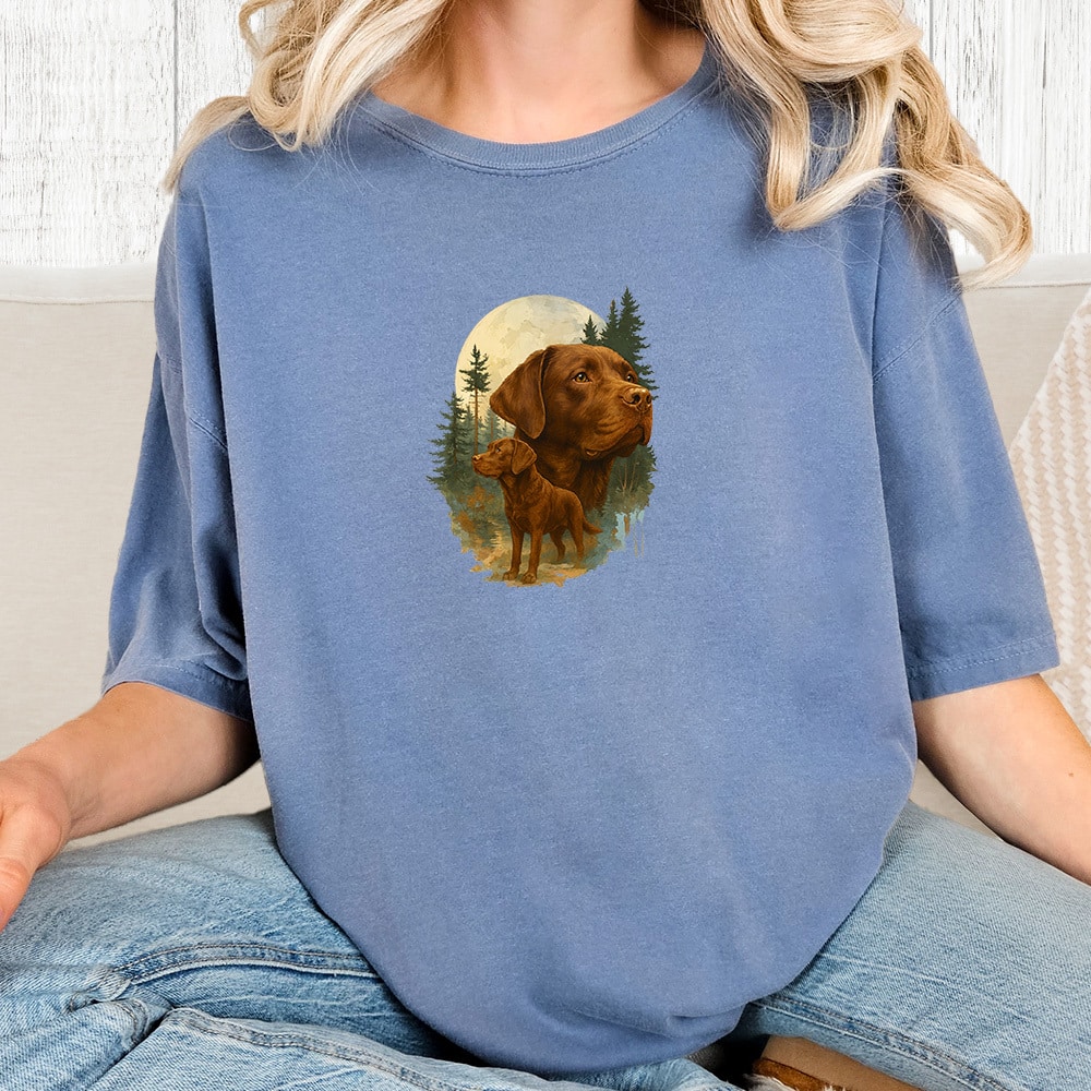 Comfort Colors Inspirational Dog - Red Lab Vintage Washed Tee - Blue Jean