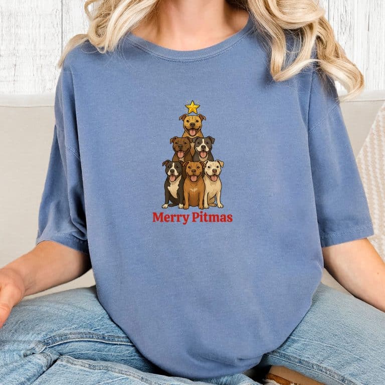 Comfort Colors Merry Pitmas Vintage Washed Tee - Blue Jean