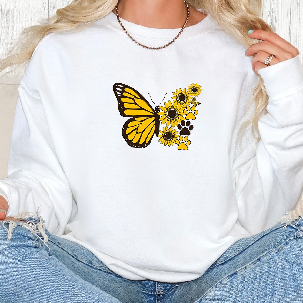 Comfort Colors Butterfly Daisy Premium  Sweatshirt - White