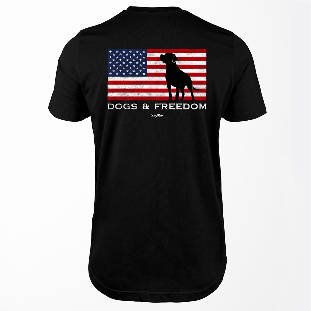 Dogs & Freedom Flag Premium Crew Neck Tee Black
