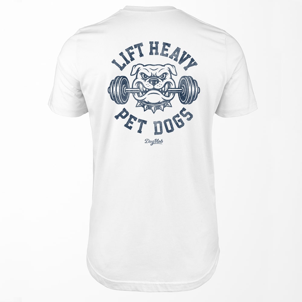 Lift Heavy, Pet Dogs Bulldog Premium Crew Neck Tee White