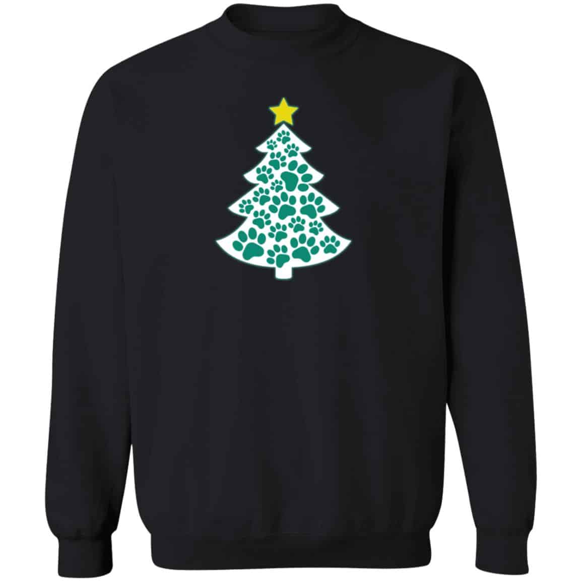 Merry Christmas Tree Paws Sweatshirt Black