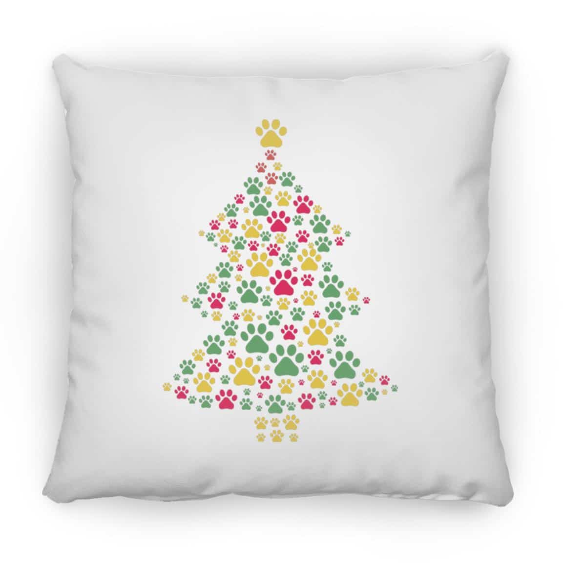 Christmas Tree Paws Square Pillow