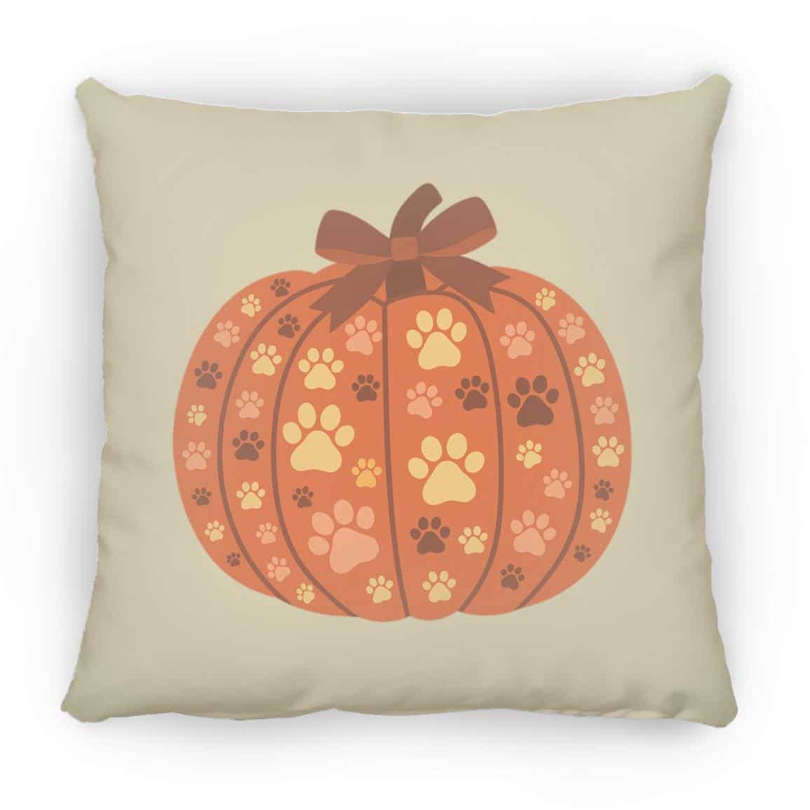 Fall Pumpkin Paws Square Pillow