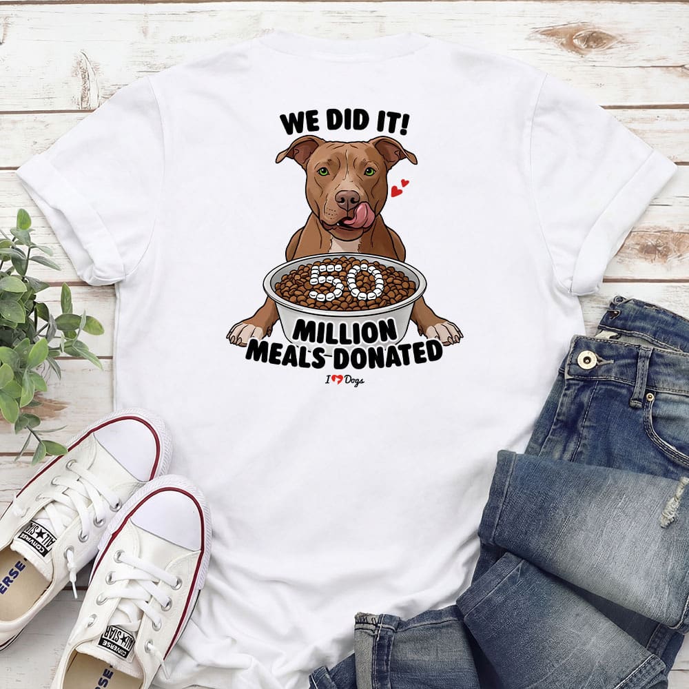 50 Million Meals Donated! Pit Bull Standard Tee White