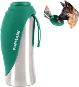 PupFlask Large Dog Water Bottle, Portable Stainless Steel Travel Bowl