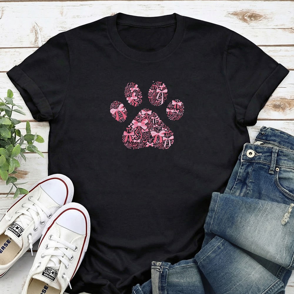Image of Pink Ribbon Paw Standard Tee Black