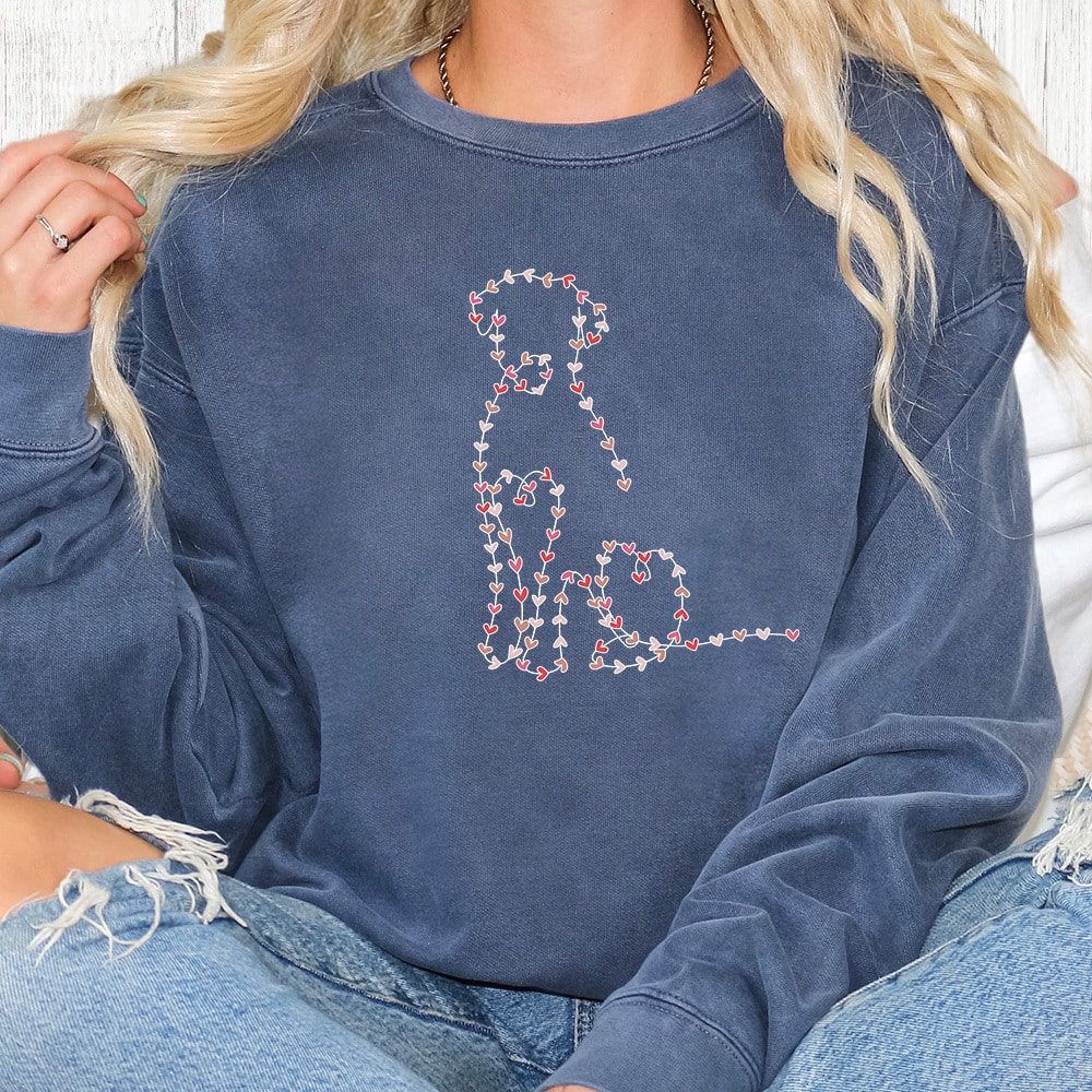 Comfort Colors Heartline Dog Silhouette Premium Sweatshirt - Denim