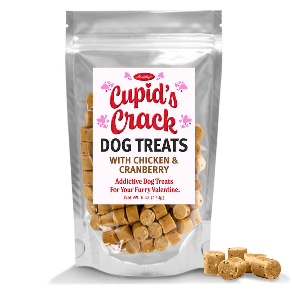 iHeartDogs Cupid's Crack - Dog Treats with Chicken & Cranberry- 6 oz Bag- Helps Feed Hungry Shelter Dogs In Need