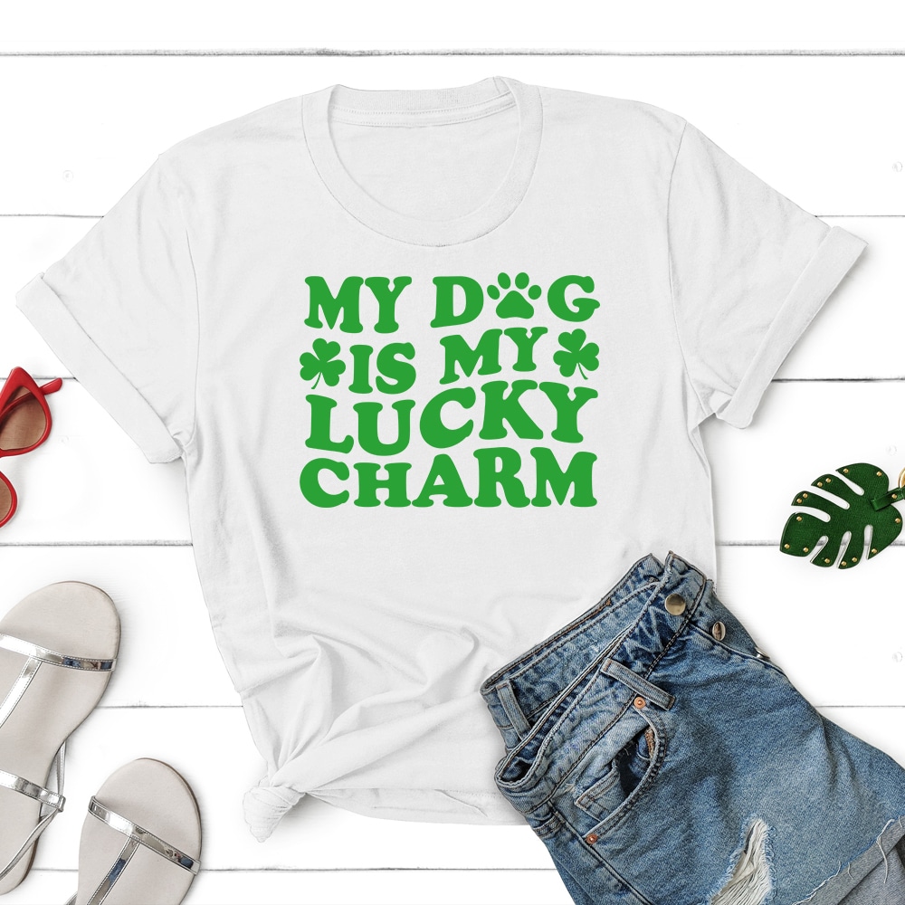Fund 30 Meals for $15.00 and Get A Free - My Dog Is My Lucky Charm Paws Standard Tee White