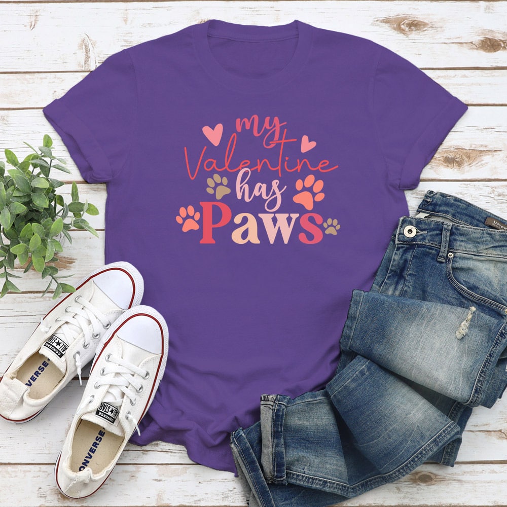 Fund 20 Meals for $15.00 and Get A Free - My Valentine Has Paws Sweet Standard Tee Purple