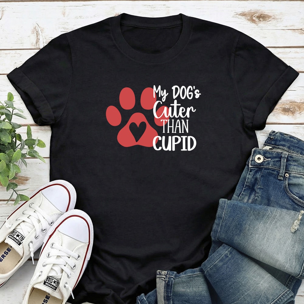My Dog Is Cuter Than Cupid Standard Tee Black