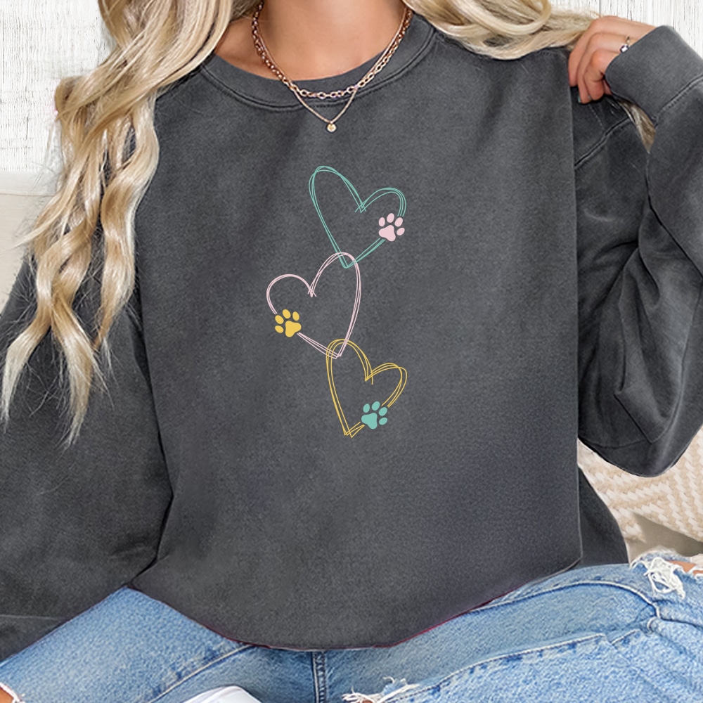 Comfort Colors My Heart Belongs To Paws Premium  Sweatshirt - Pepper