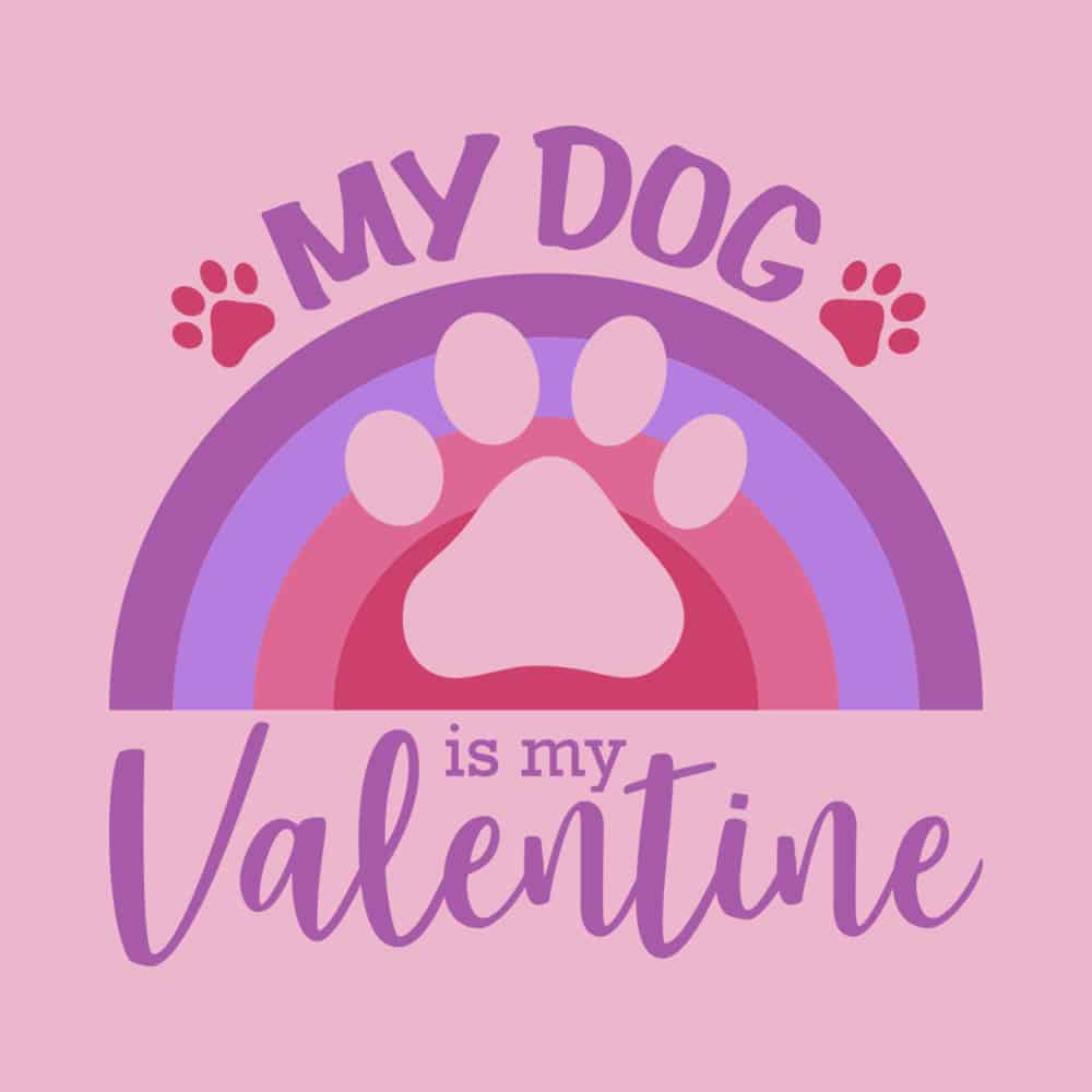 Fund 20 Meals for $15.00 and Get A Free - My Dog Is My Valentine Rainbow Standard Tee Pink - Image 2