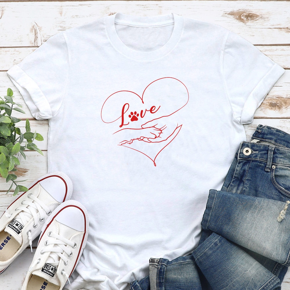 Love is Paw in Hand Standard Tee White