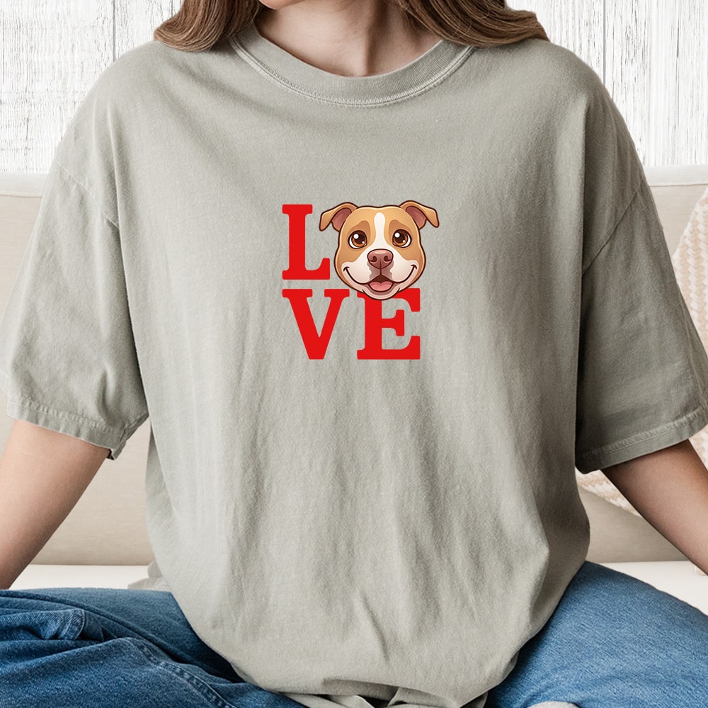 Comfort Colors Love Pit Bull Vintage Washed Tee - Sandstone