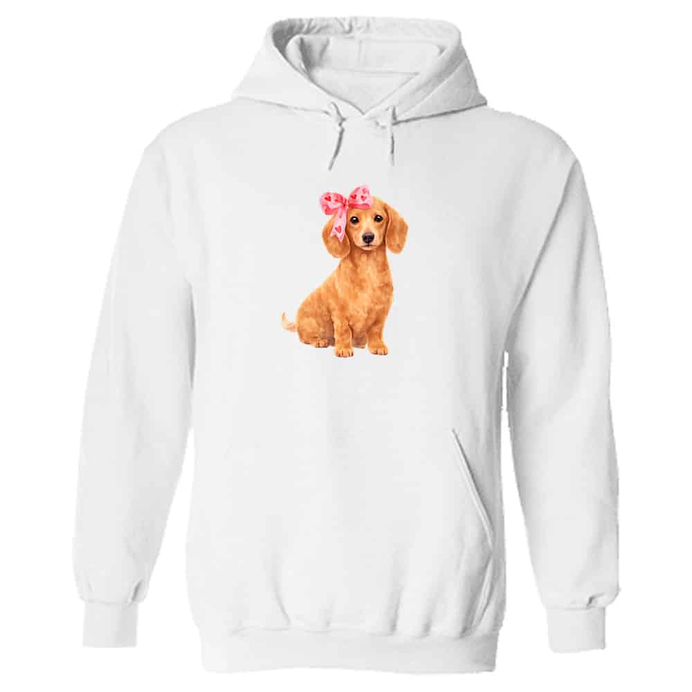 Sweetheart Pup Dachshund Hoodie White