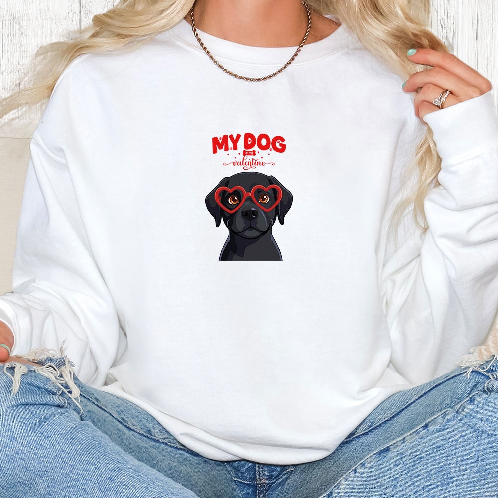 Comfort Colors My Dog Is My Valentine Labrador Retriever Black Premium  Sweatshirt - White