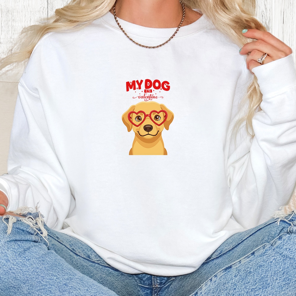 Comfort Colors My Dog Is My Valentine Labrador Retriever Yellow Premium  Sweatshirt - White