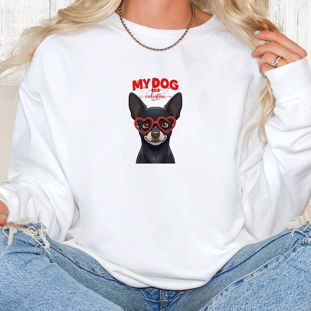 Comfort Colors My Dog Is My Valentine Chihuahua Black Premium  Sweatshirt - White