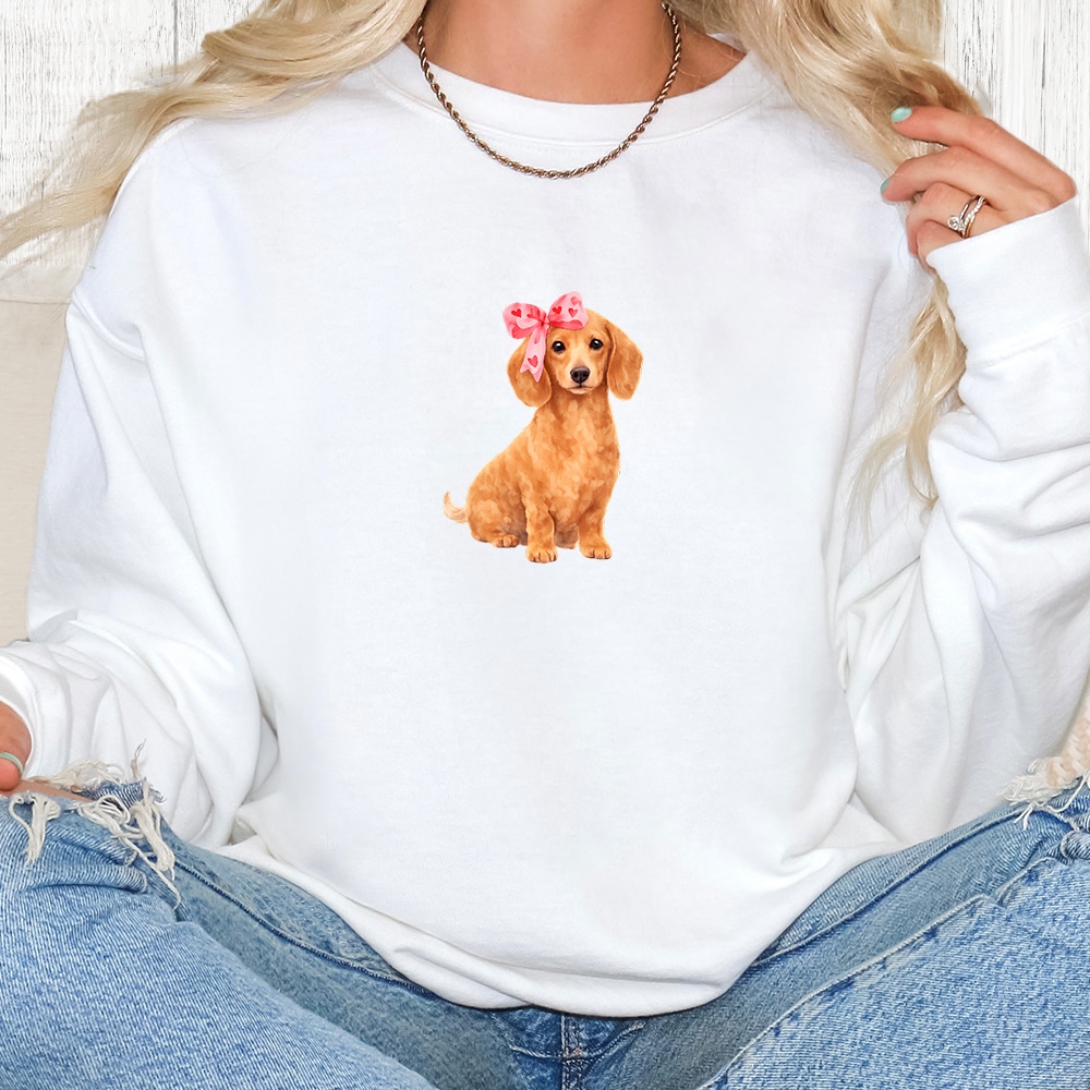 Comfort Colors Sweetheart Pup Dachshund Premium  Sweatshirt - White