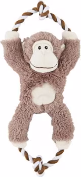 Frisco Monkey Plush with Rope Squeaky Dog Toy, Medium/Large