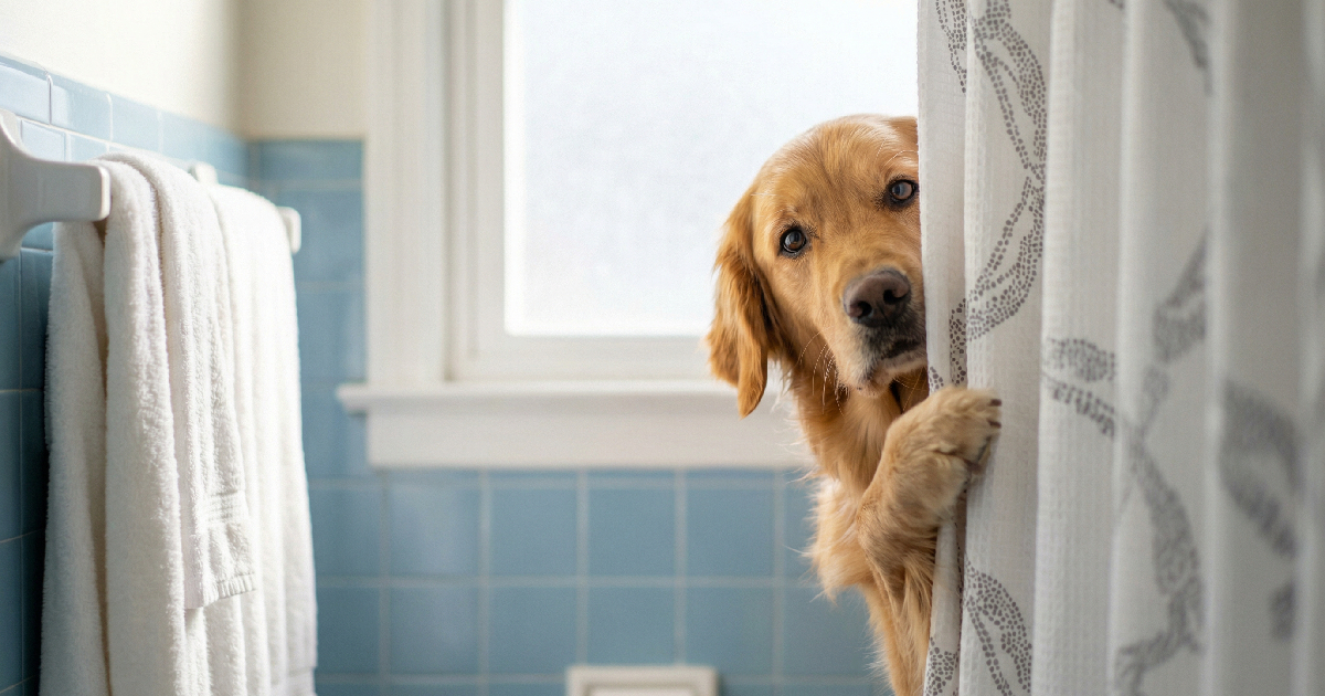 Dog Rushes To Save Mom From Having To Use Bathroom Alone