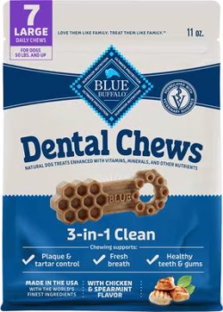 Blue Buffalo Large Natural Chicken & Spearmint Dental Dog Chews Treats