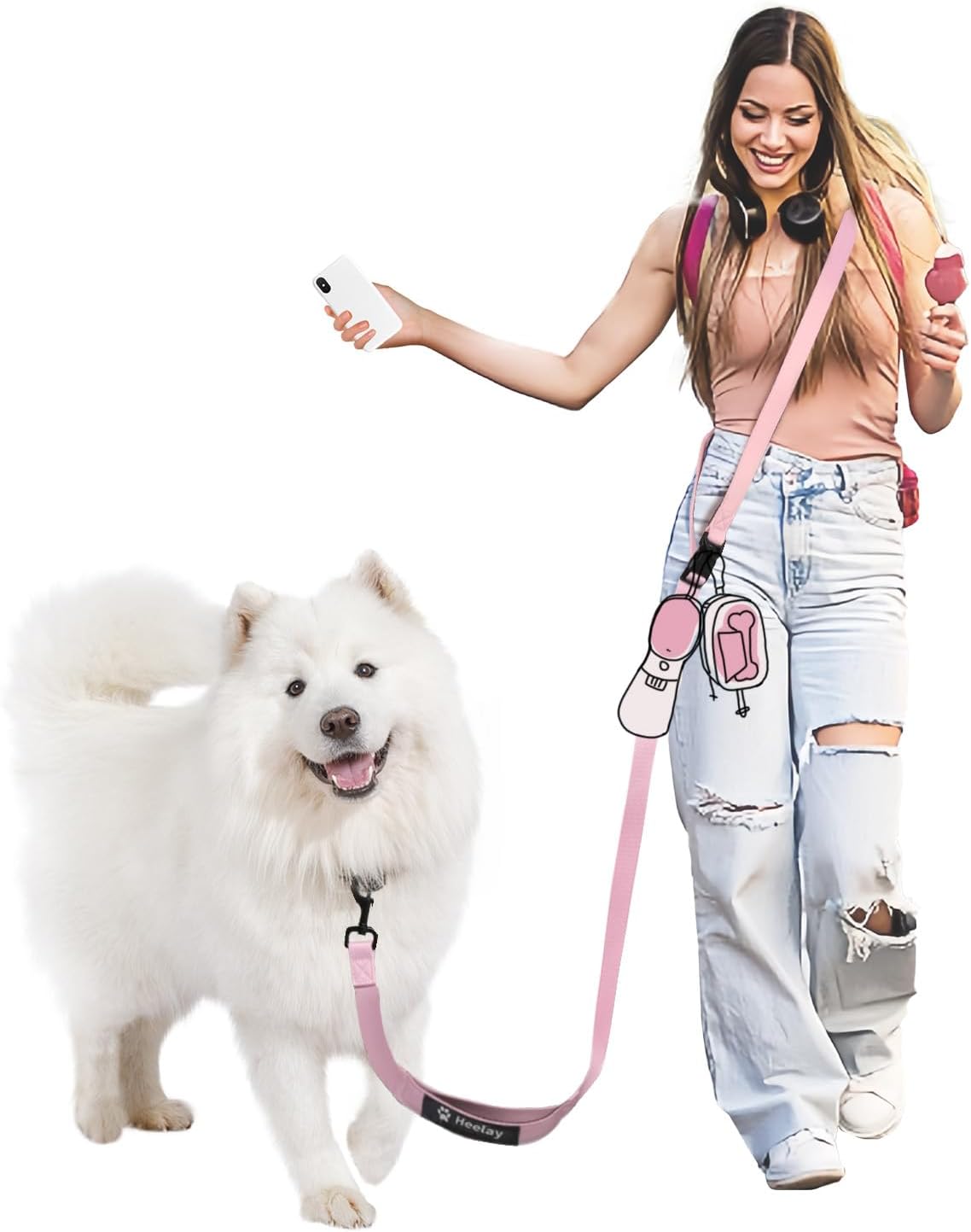 Heelay Hands-Free Dog Leash 8.2ft Crossbody Rope