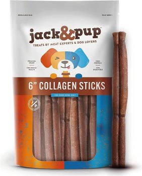 Jack&Pup 6" Beef Collagen Sticks for Dogs