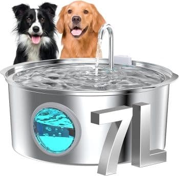 Dog Water Fountain for Large Dogs: 7L/236oz/1.8G Dog Fountain Stainless Steel 