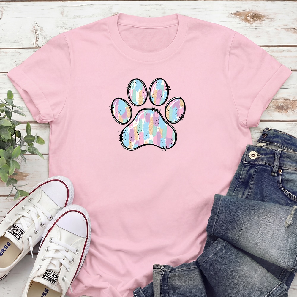 Easter Paw Print Standard Tee Light Pink