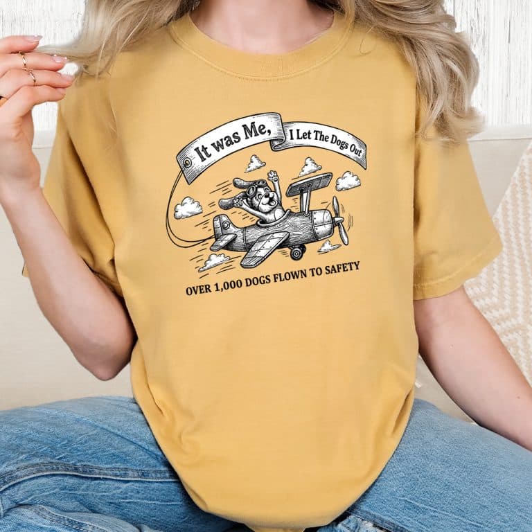Comfort Colors Second Chance Movement I Let The Dogs Out Vintage Washed Tee - Mustard