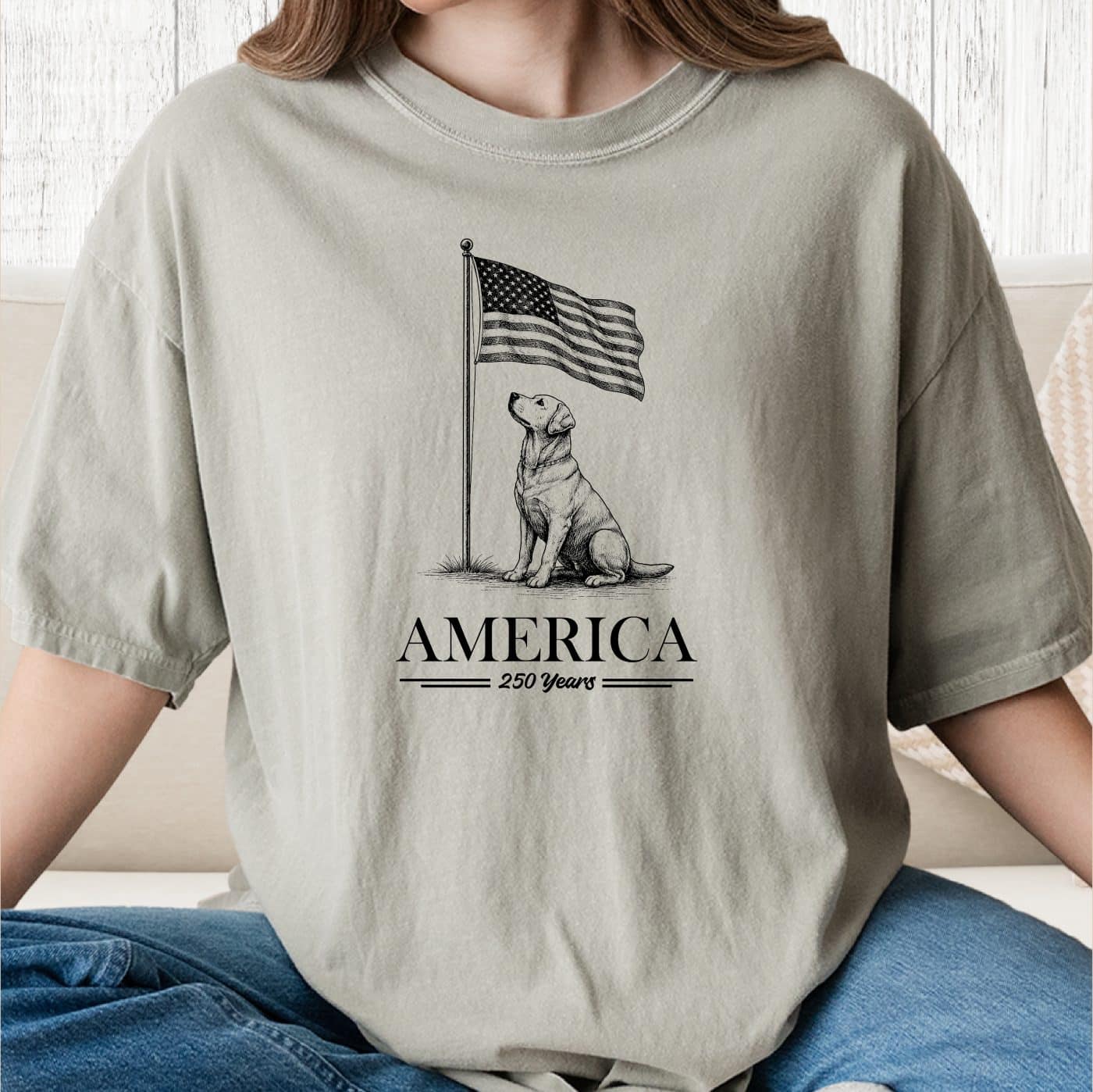 Comfort Colors America 250 Years Vintage Washed Tee - Sandstone