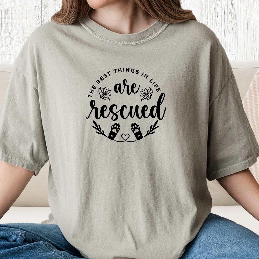 Comfort Colors Life is Better Rescued Vintage Washed Tee - Sandstone