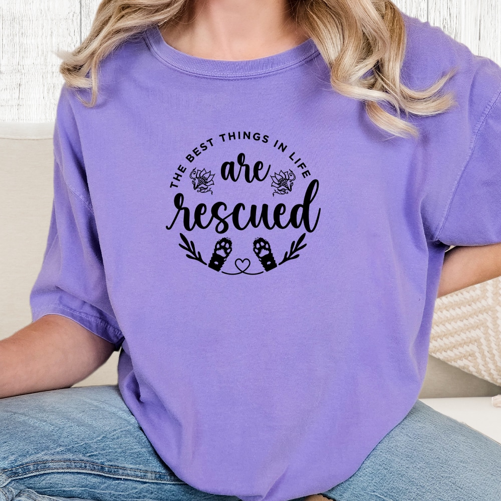 Comfort Colors Life is Better Rescued Vintage Washed Tee - Violet