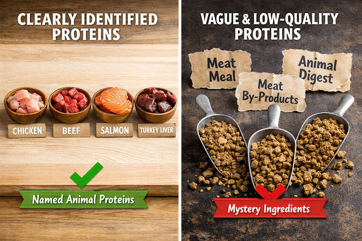 named proteins versus mystery meat
