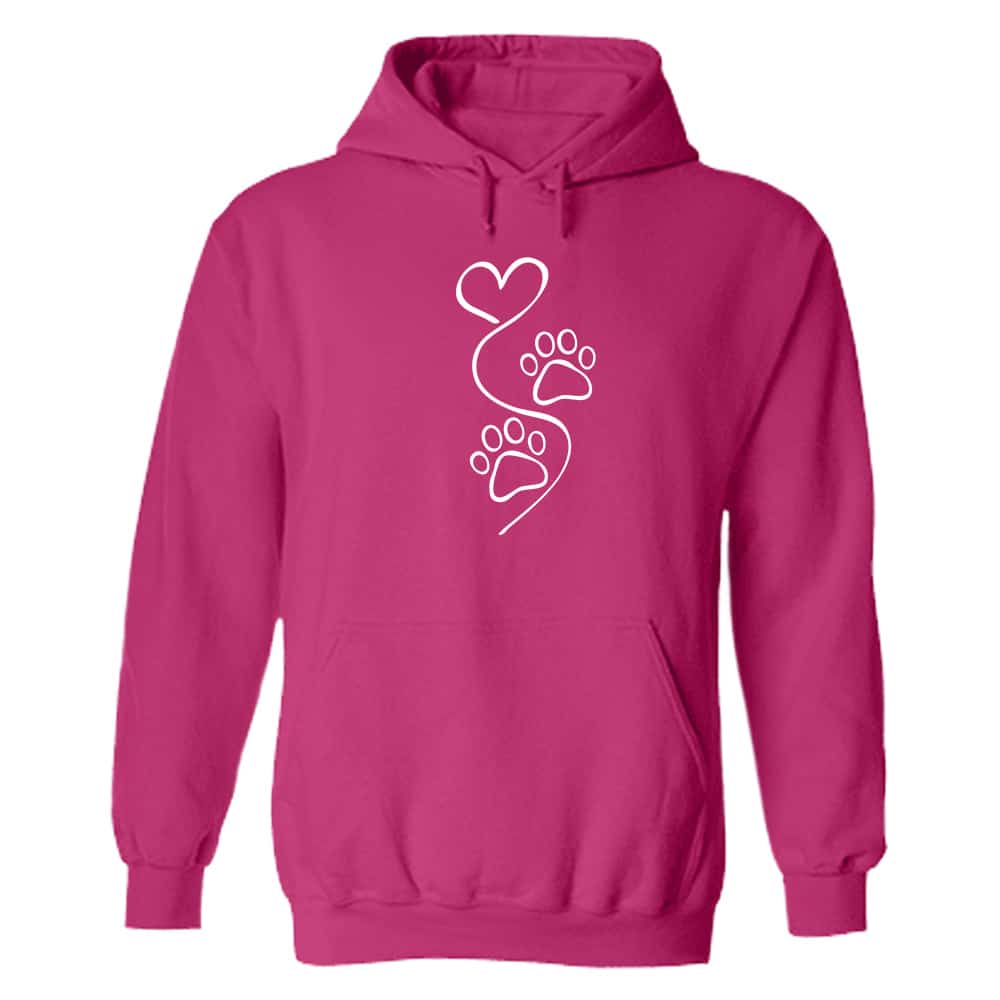 Paws Leave Heart Prints Hoodie Pink