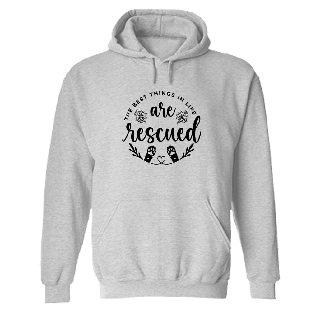 Life is Better Rescued Hoodie Heather Grey