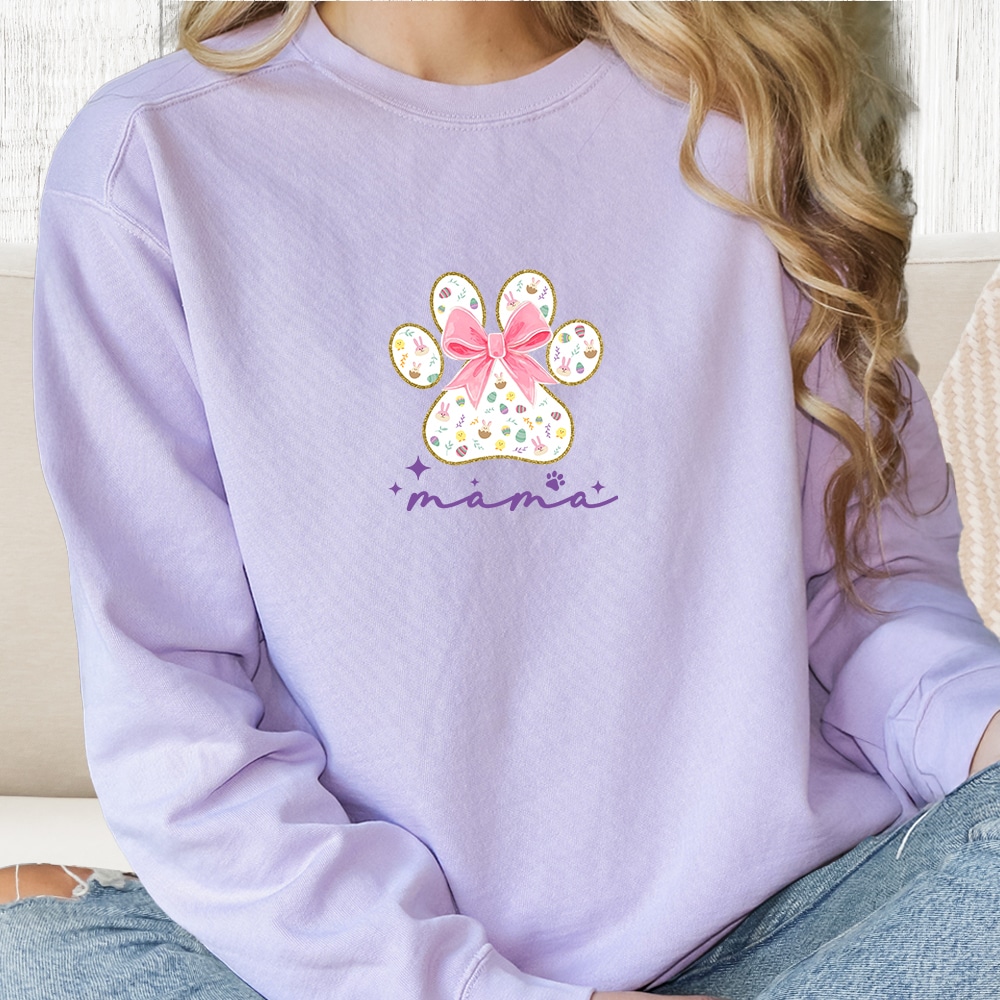 Comfort Colors Easter Paw Mama Premium  Sweatshirt - Orchid